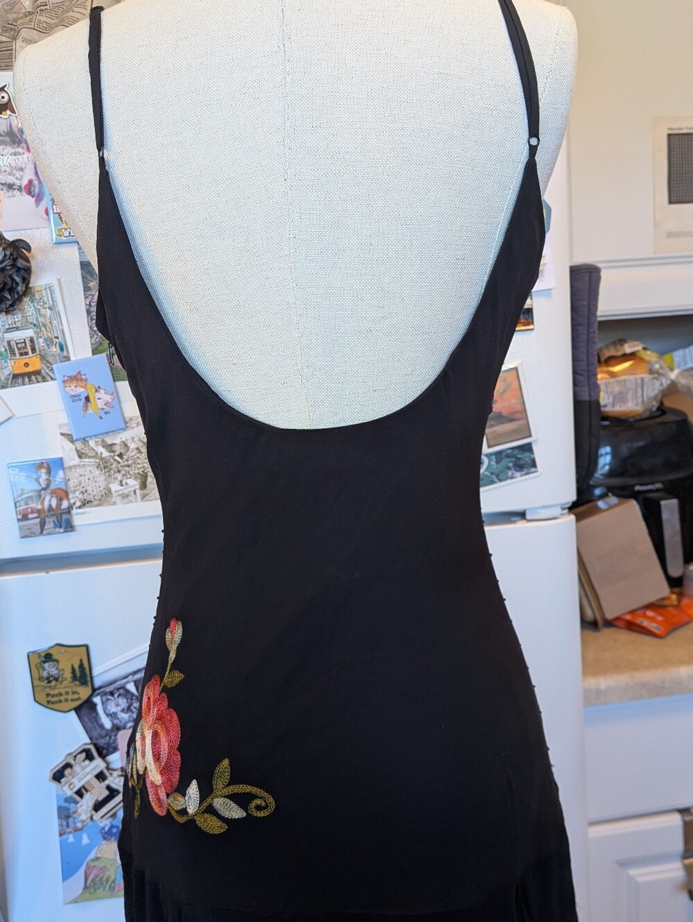 Vintage Beaded & Embroidered Silk Cache Gown - Picture 7 of 14